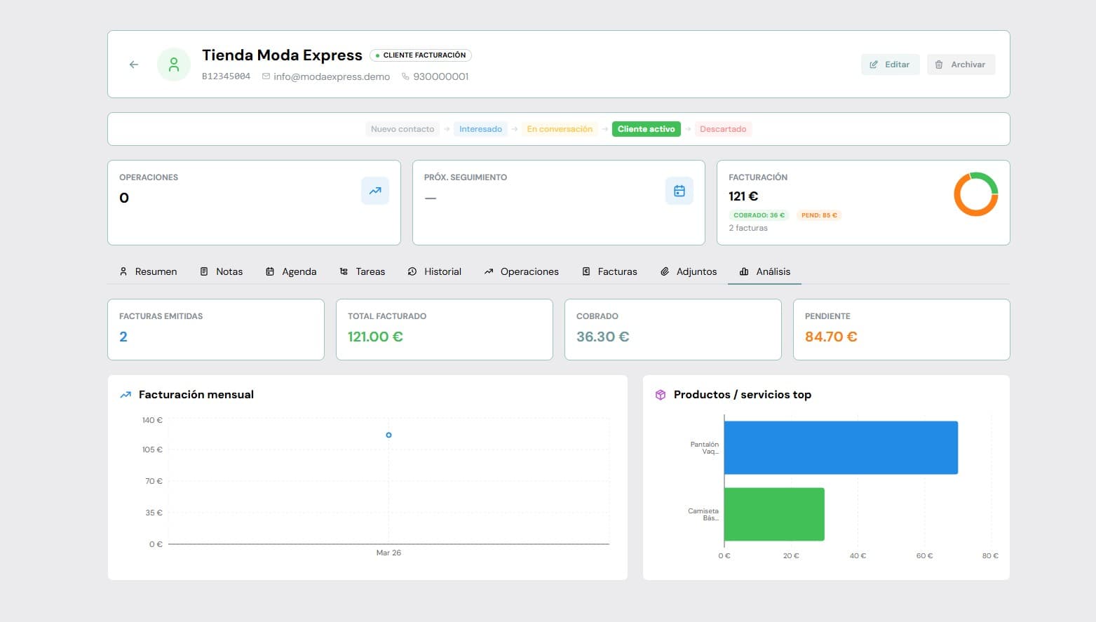 CRM de clientes y operaciones